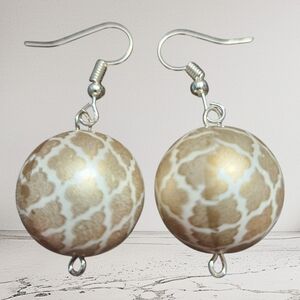 Handmade Champage Lace Bubblegum Earrings, Kids & Womens Dangle Jewelry Beaded